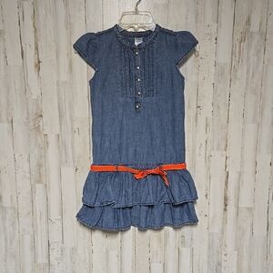 Gymboree Denim Belted Dress with Orange Belt sz. 10